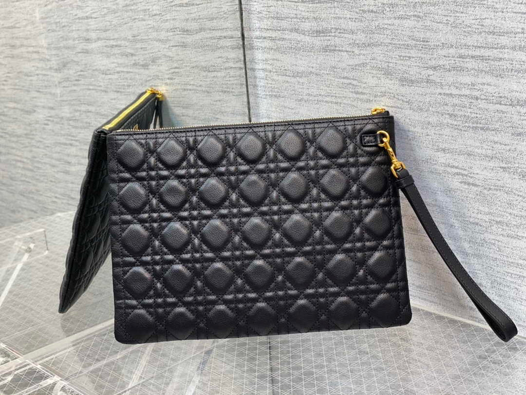 Large Dior Caro Daily Pouch S5086 Black Supple Cannage Calfskin - Default Title - View 2