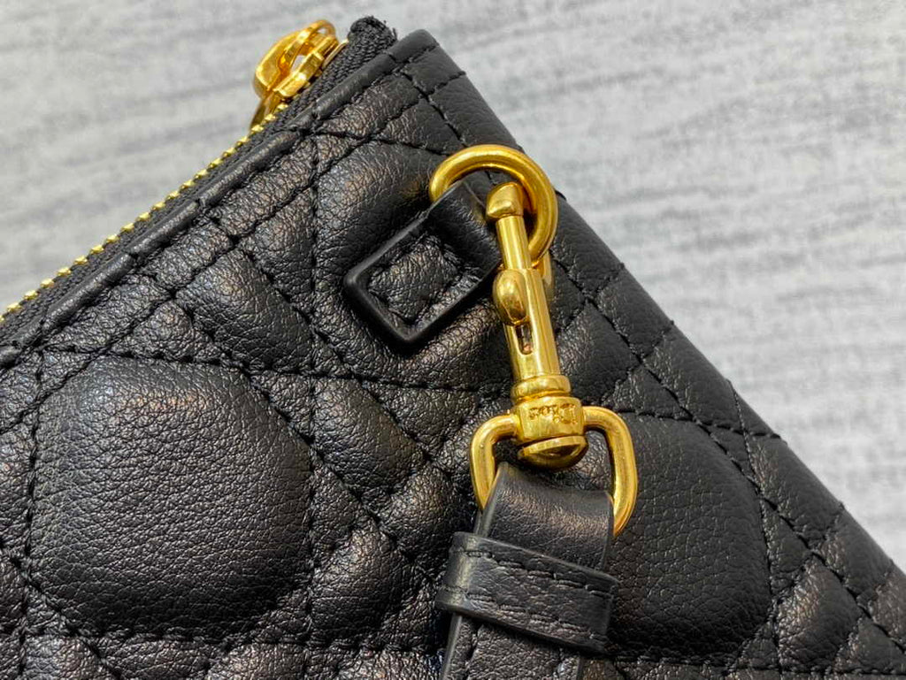 Large Dior Caro Daily Pouch S5086 Black Supple Cannage Calfskin - Default Title - View 7