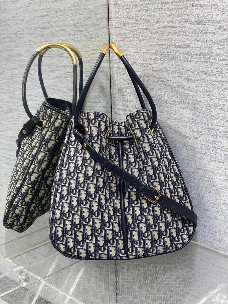 Large Dior Nolita Bag M2311 Blue Dior Oblique Jacquard - Default Title - View 2