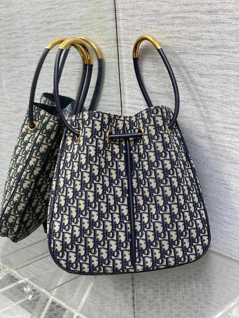 Large Dior Nolita Bag M2311 Blue Dior Oblique Jacquard - Default Title - View 3