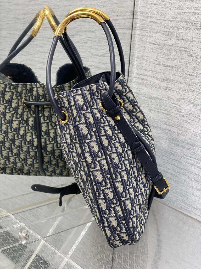 Large Dior Nolita Bag M2311 Blue Dior Oblique Jacquard - Default Title - View 4