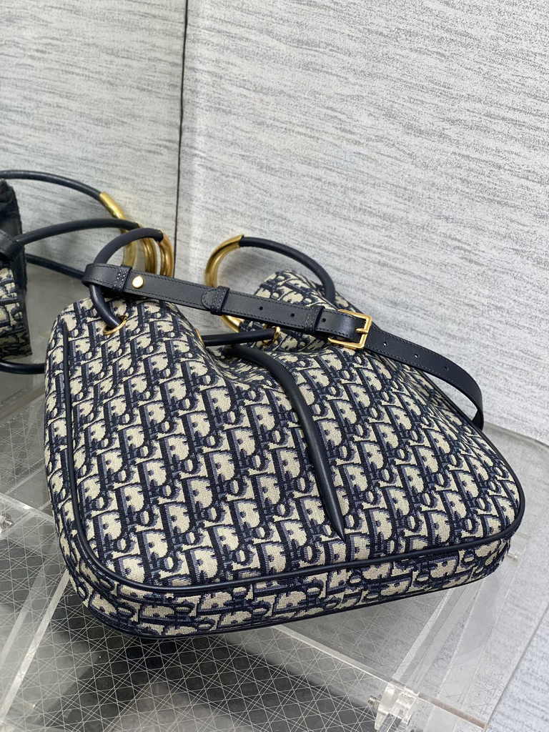Large Dior Nolita Bag M2311 Blue Dior Oblique Jacquard - Default Title - View 8