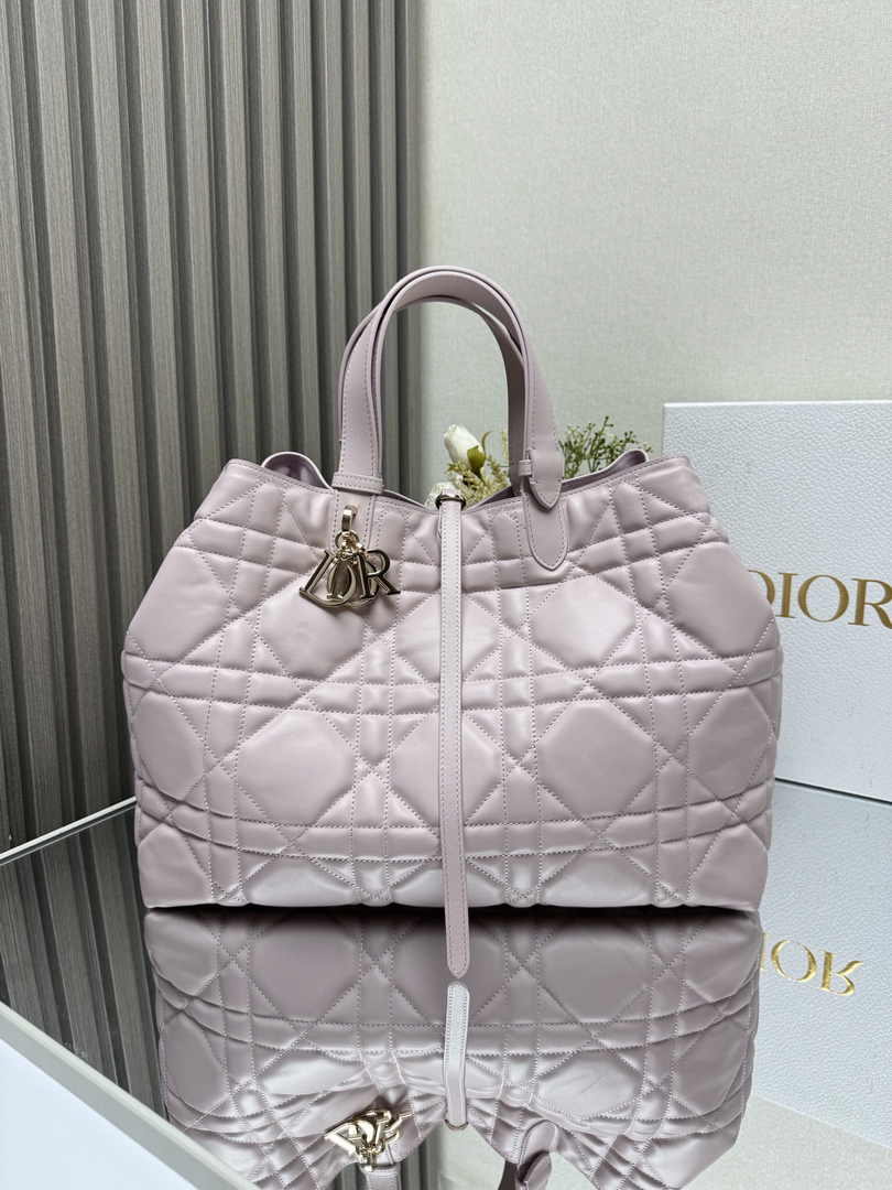 Large Dior Toujours Bag M2820 Powder Pink Macrocannage Calfskin - Default Title - View 2