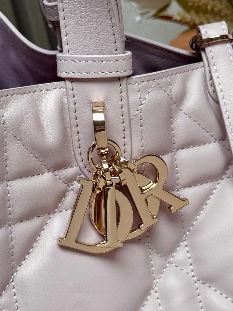 Large Dior Toujours Bag M2820 Powder Pink Macrocannage Calfskin - Default Title - View 3