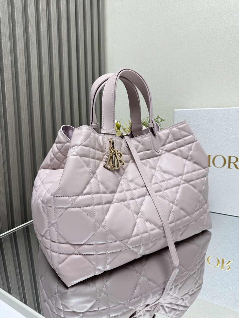 Large Dior Toujours Bag M2820 Powder Pink Macrocannage Calfskin - Default Title - View 4