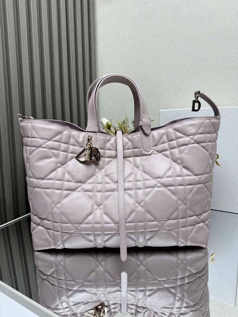 Large Dior Toujours Bag M2820 Powder Pink Macrocannage Calfskin - Default Title - View 7