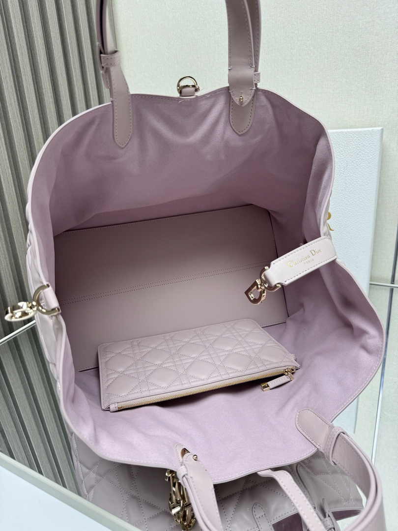 Large Dior Toujours Bag M2820 Powder Pink Macrocannage Calfskin - Default Title - View 9