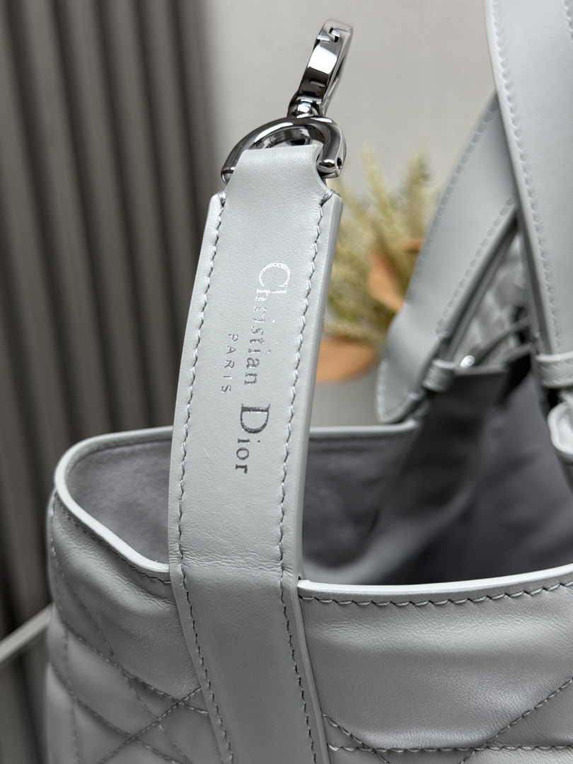 Large Dior Toujours Bag M2820 Gray Macrocannage Calfskin - Default Title - View 8