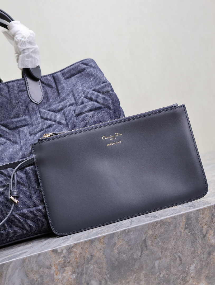 Large Dior Toujours Bag M2820 Blue Graphic Cannage Denim - Default Title - View 3
