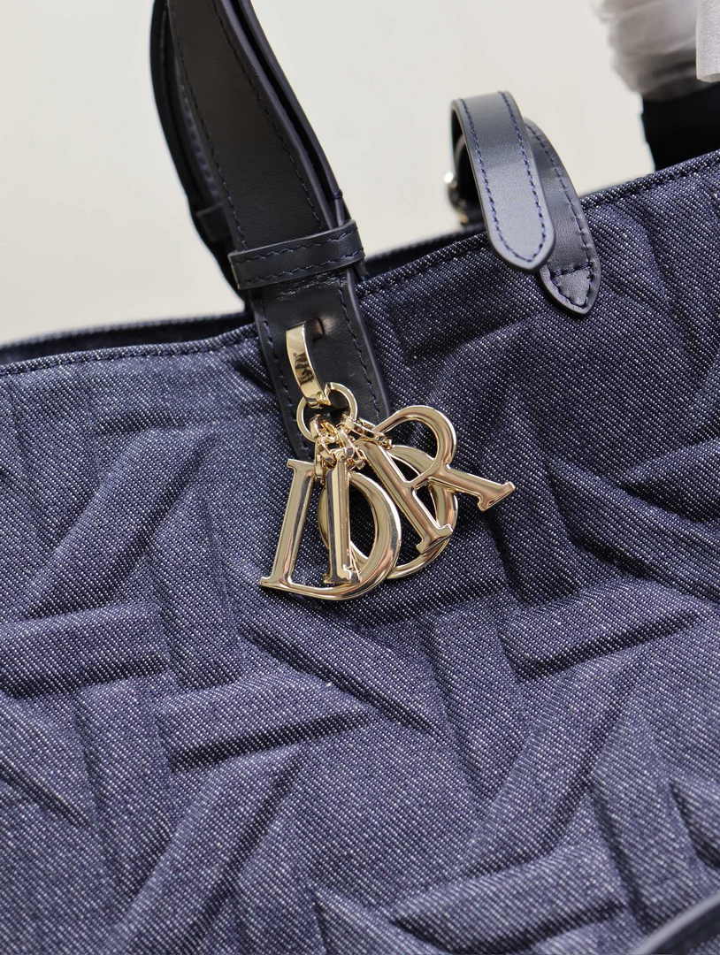 Large Dior Toujours Bag M2820 Blue Graphic Cannage Denim - Default Title - View 4