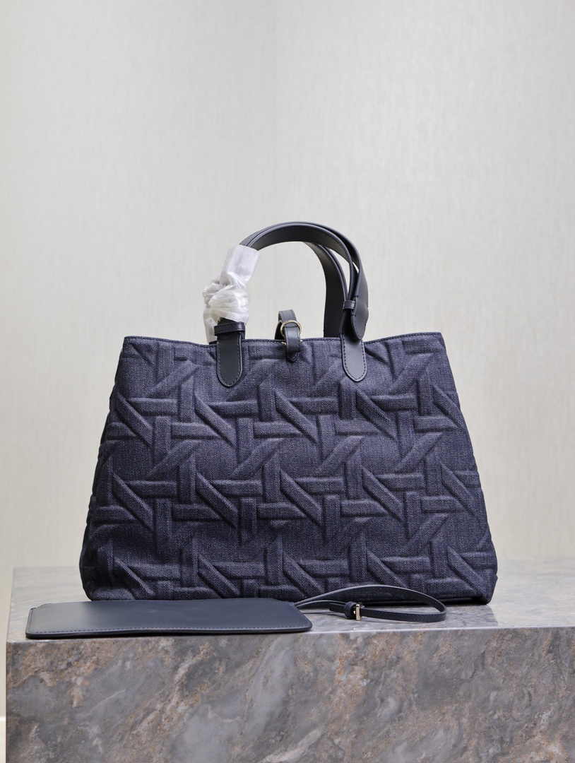 Large Dior Toujours Bag M2820 Blue Graphic Cannage Denim - Default Title - View 5