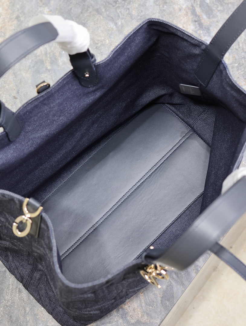 Large Dior Toujours Bag M2820 Blue Graphic Cannage Denim - Default Title - View 8
