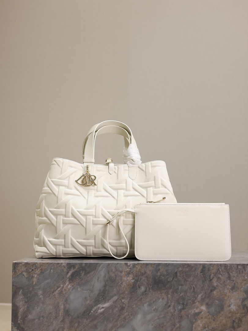 Large Dior Toujours Bag M2820 Latte Graphic Cannage Calfskin - Default Title - View 2