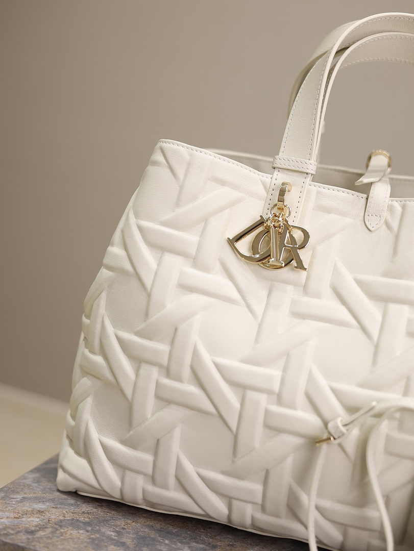 Large Dior Toujours Bag M2820 Latte Graphic Cannage Calfskin - Default Title - View 4