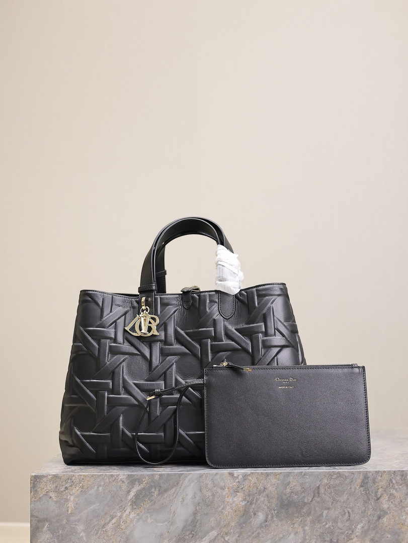 Large Dior Toujours Bag M2820 Black Graphic Cannage Calfskin - Default Title - View 2