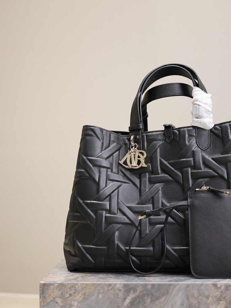 Large Dior Toujours Bag M2820 Black Graphic Cannage Calfskin - Default Title - View 3
