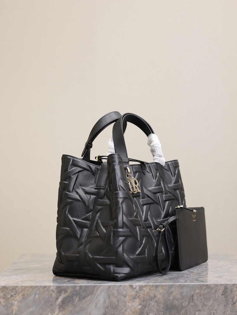 Large Dior Toujours Bag M2820 Black Graphic Cannage Calfskin - Default Title - View 5