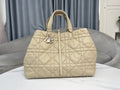 Large Dior Toujours Bag M2820 Powder Beige Macrocannage Calfskin - Default Title - View 1