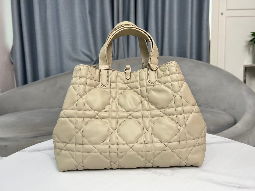 Large Dior Toujours Bag M2820 Powder Beige Macrocannage Calfskin - Default Title - View 4
