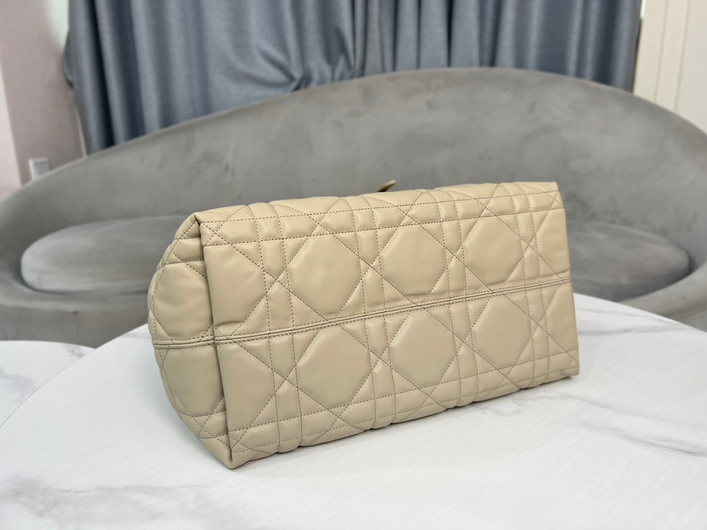 Large Dior Toujours Bag M2820 Powder Beige Macrocannage Calfskin - Default Title - View 5
