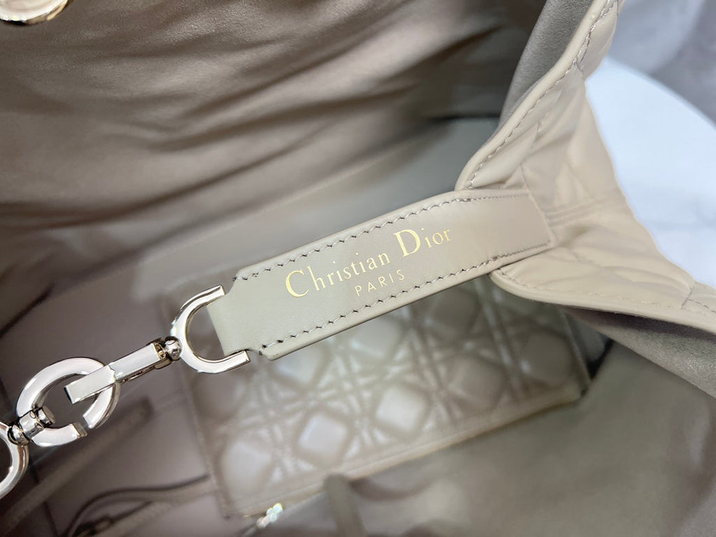 Large Dior Toujours Bag M2820 Powder Beige Macrocannage Calfskin - Default Title - View 7