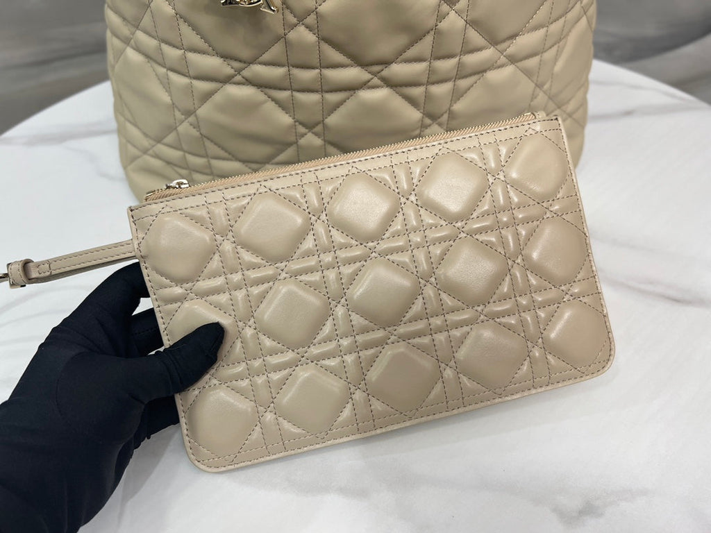 Large Dior Toujours Bag M2820 Powder Beige Macrocannage Calfskin - Default Title - View 8