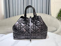 Large Dior Toujours Bag M2820 Black Macrocannage Crinkled Calfskin - Default Title - View 1