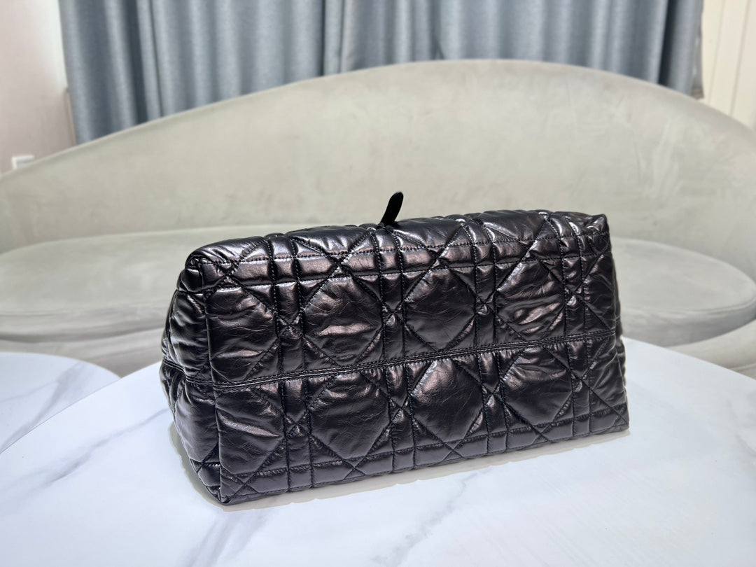 Large Dior Toujours Bag M2820 Black Macrocannage Crinkled Calfskin - Default Title - View 6