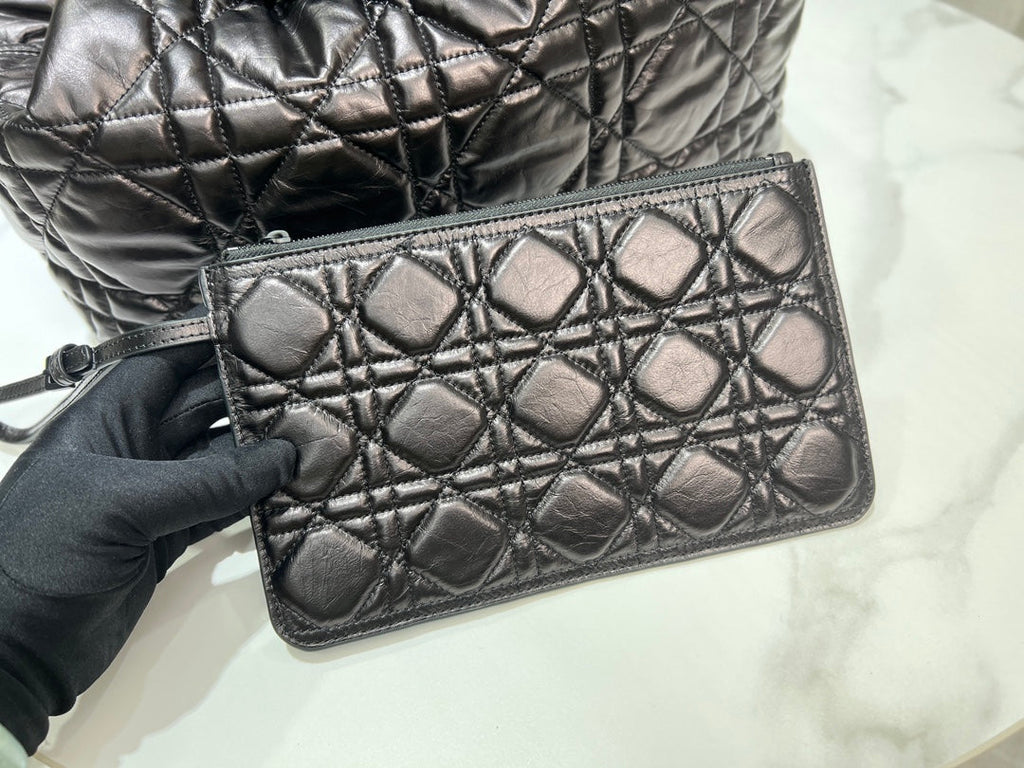 Large Dior Toujours Bag M2820 Black Macrocannage Crinkled Calfskin - Default Title - View 8