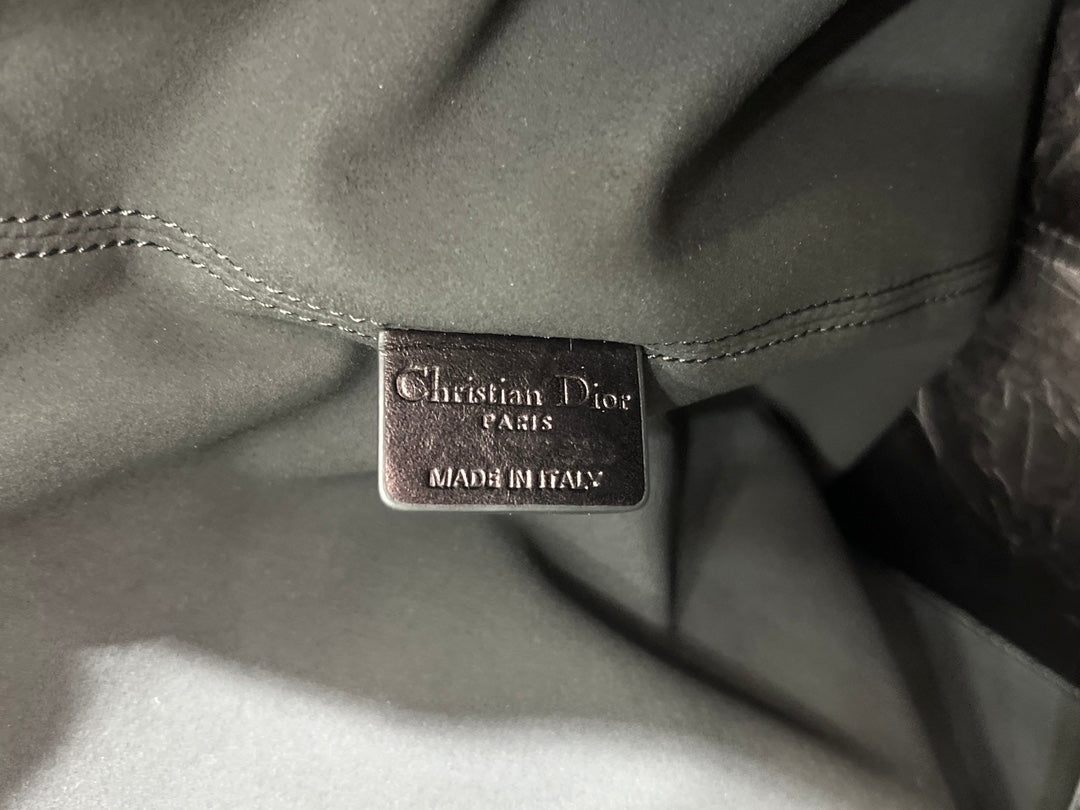 Large Dior Toujours Bag M2820 Black Macrocannage Crinkled Calfskin - Default Title - View 9