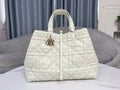 Large Dior Toujours Bag M2820 Latte Macrocannage Calfskin - Default Title - View 1