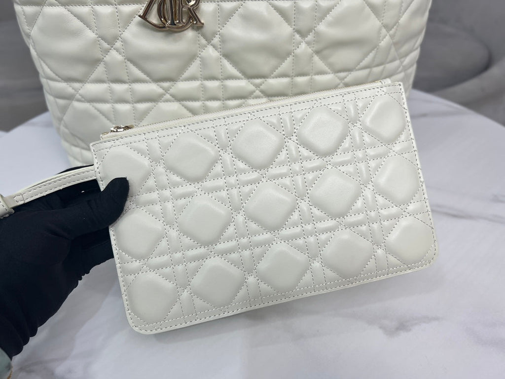 Large Dior Toujours Bag M2820 Latte Macrocannage Calfskin - Default Title - View 8