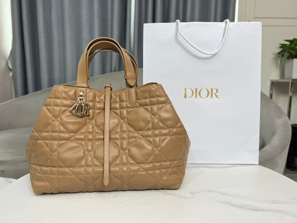 Large Dior Toujours Bag M2820 Tan Macrocannage Calfskin - Default Title - View 2