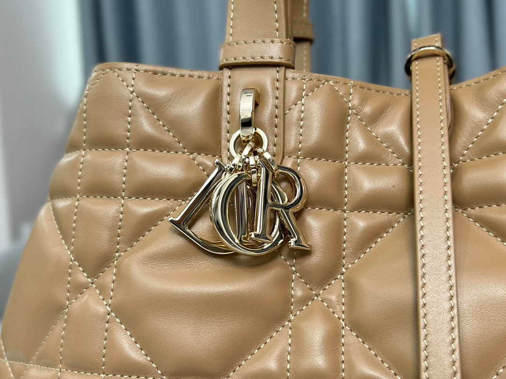 Large Dior Toujours Bag M2820 Tan Macrocannage Calfskin - Default Title - View 3