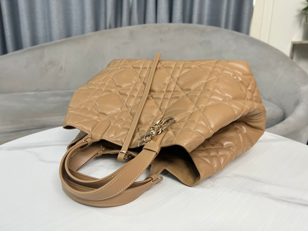 Large Dior Toujours Bag M2820 Tan Macrocannage Calfskin - Default Title - View 5