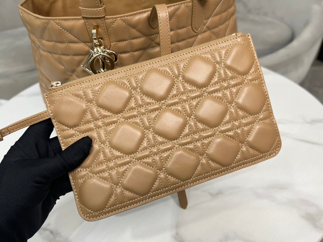 Large Dior Toujours Bag M2820 Tan Macrocannage Calfskin - Default Title - View 8