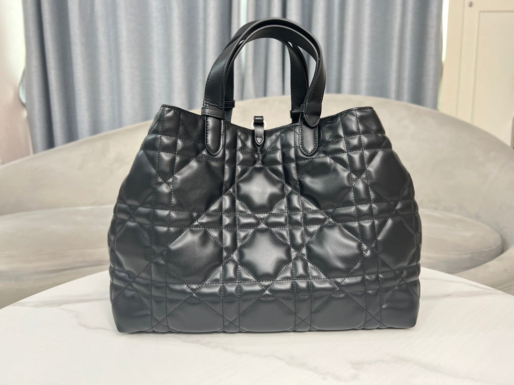 Large Dior Toujours Bag M2820 Black Macrocannage Calfskin - Default Title - View 4