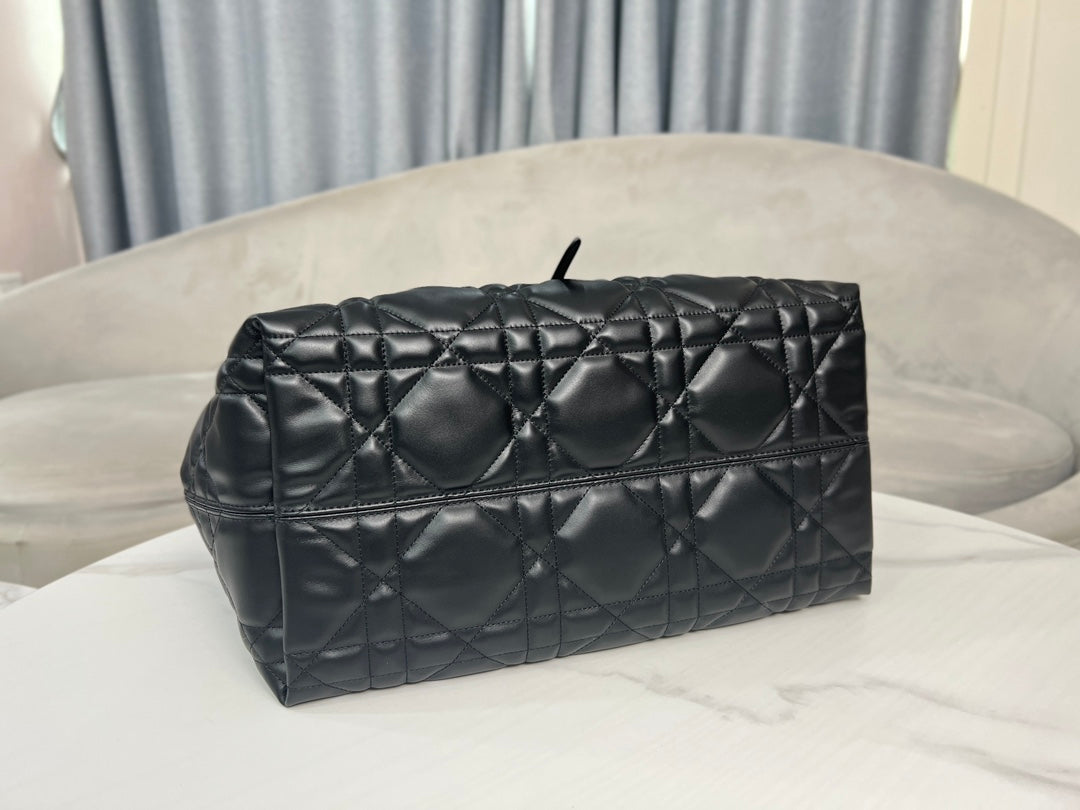Large Dior Toujours Bag M2820 Black Macrocannage Calfskin - Default Title - View 6