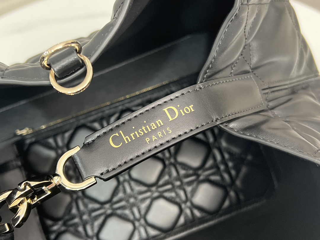 Large Dior Toujours Bag M2820 Black Macrocannage Calfskin - Default Title - View 7