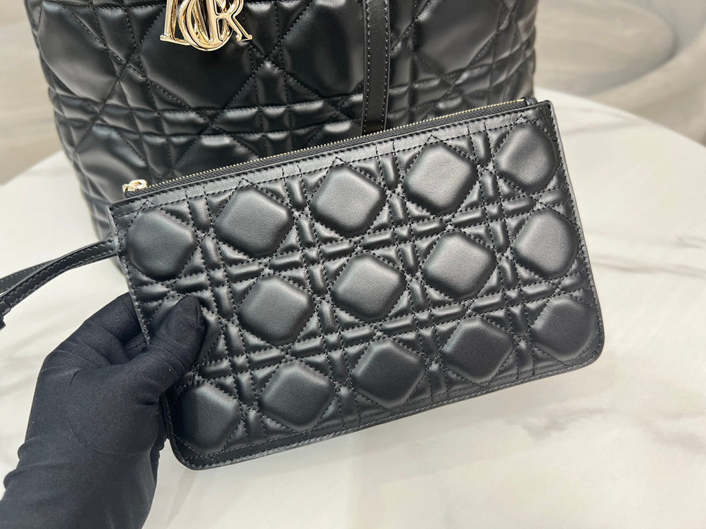 Large Dior Toujours Bag M2820 Black Macrocannage Calfskin - Default Title - View 8