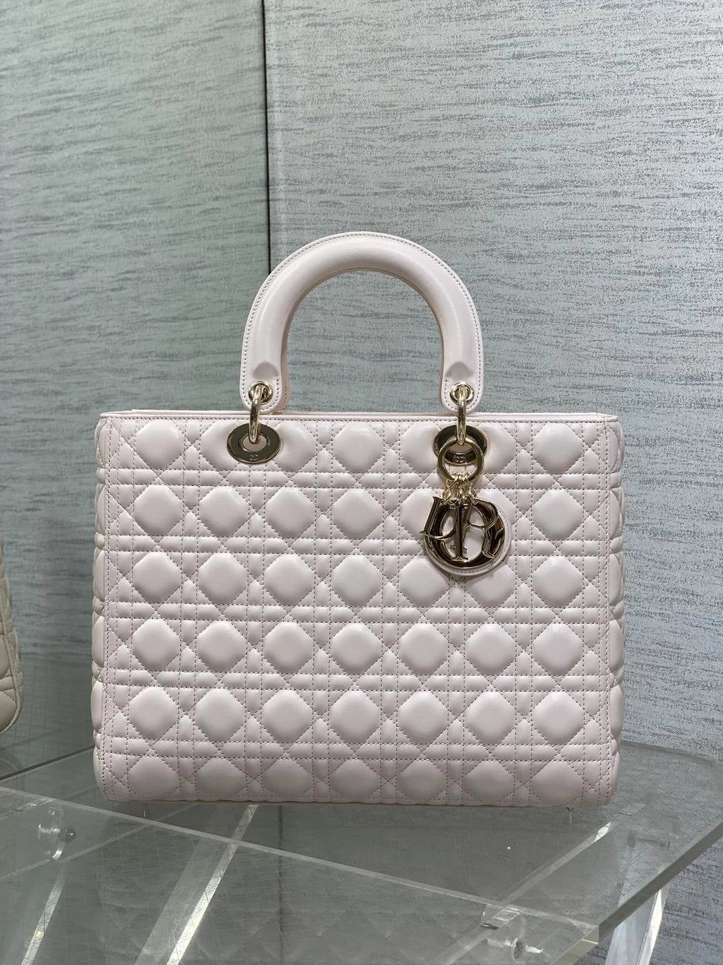Large Lady Dior Bag M0566 Light Pink Lambskin Gold Hardware - Default Title - View 2