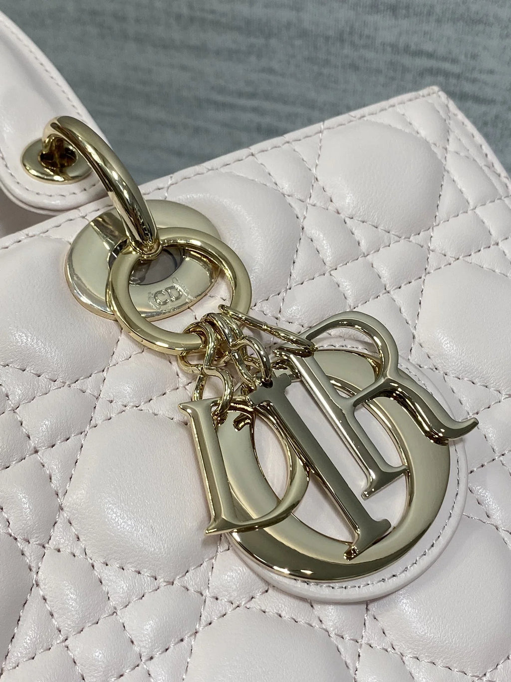 Large Lady Dior Bag M0566 Light Pink Lambskin Gold Hardware - Default Title - View 3