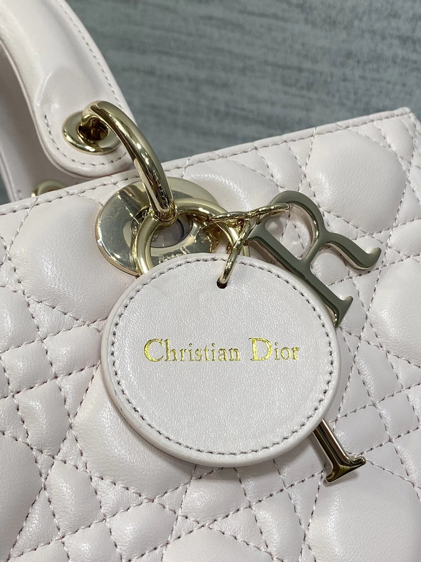 Large Lady Dior Bag M0566 Light Pink Lambskin Gold Hardware - Default Title - View 4