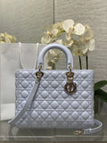 Large Lady Dior Bag M0566 Light Blue Lambskin Gold Hardware - Default Title - View 1
