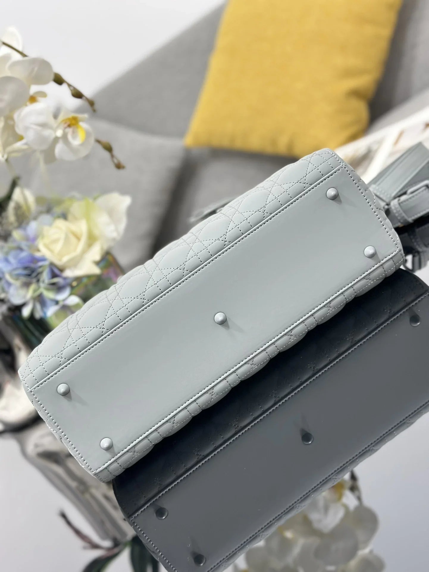 Large Lady Dior Bag M0566 Lambskin Gray - Default Title - View 5