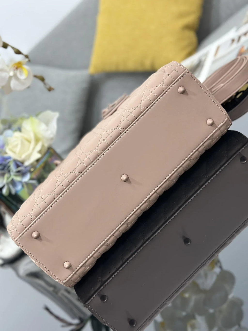 Large Lady Dior Bag M0566 Lambskin Pink - Default Title - View 5