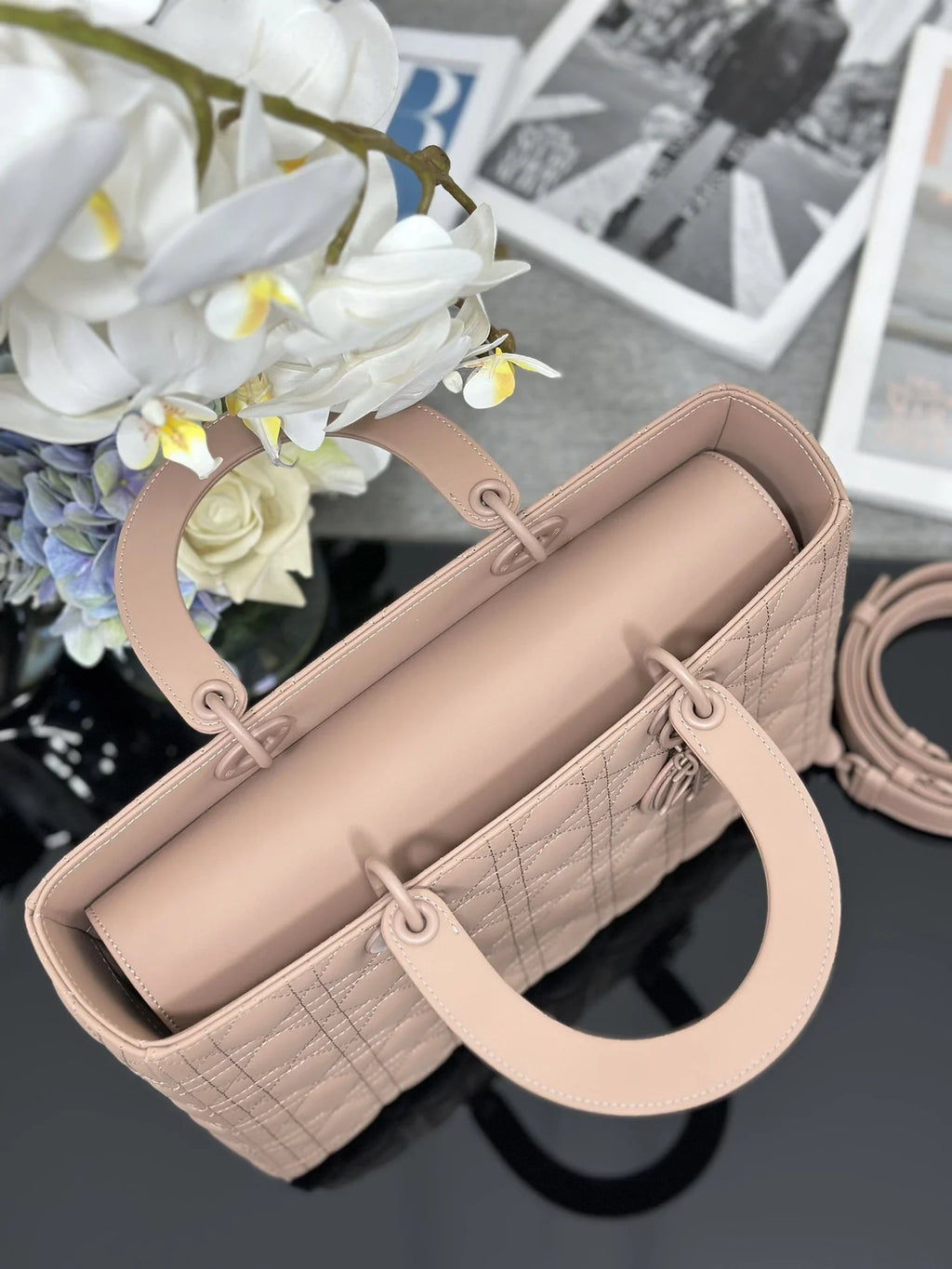 Large Lady Dior Bag M0566 Lambskin Pink - Default Title - View 7