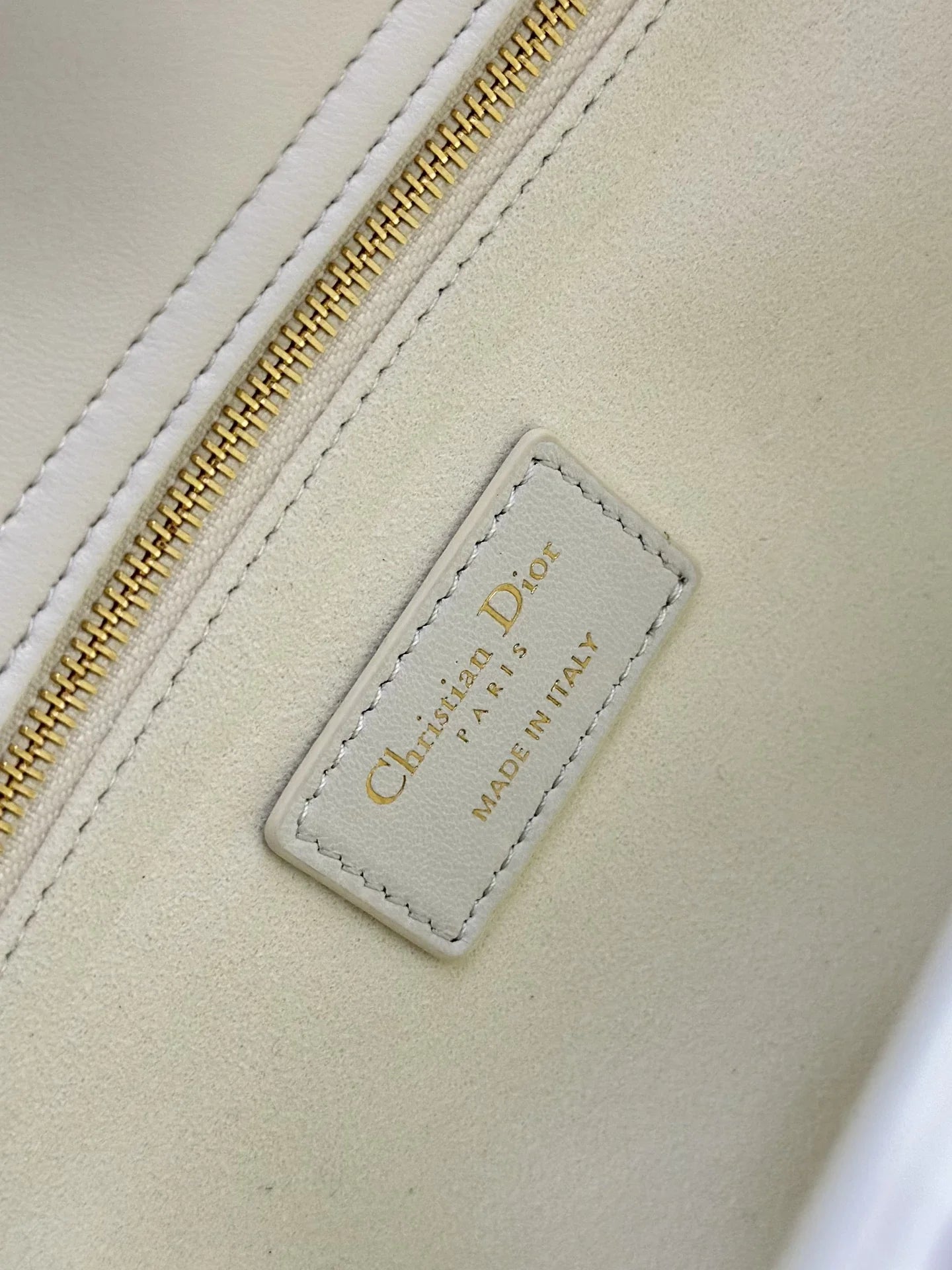 Large Lady Dior Bag M0566 White Lambskin Gold Hardware - Default Title - View 9