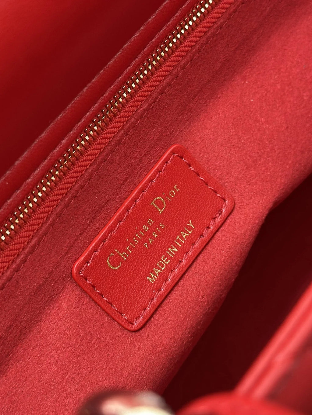Large Lady Dior Bag M0566 Red Lambskin Gold Hardware - Default Title - View 9
