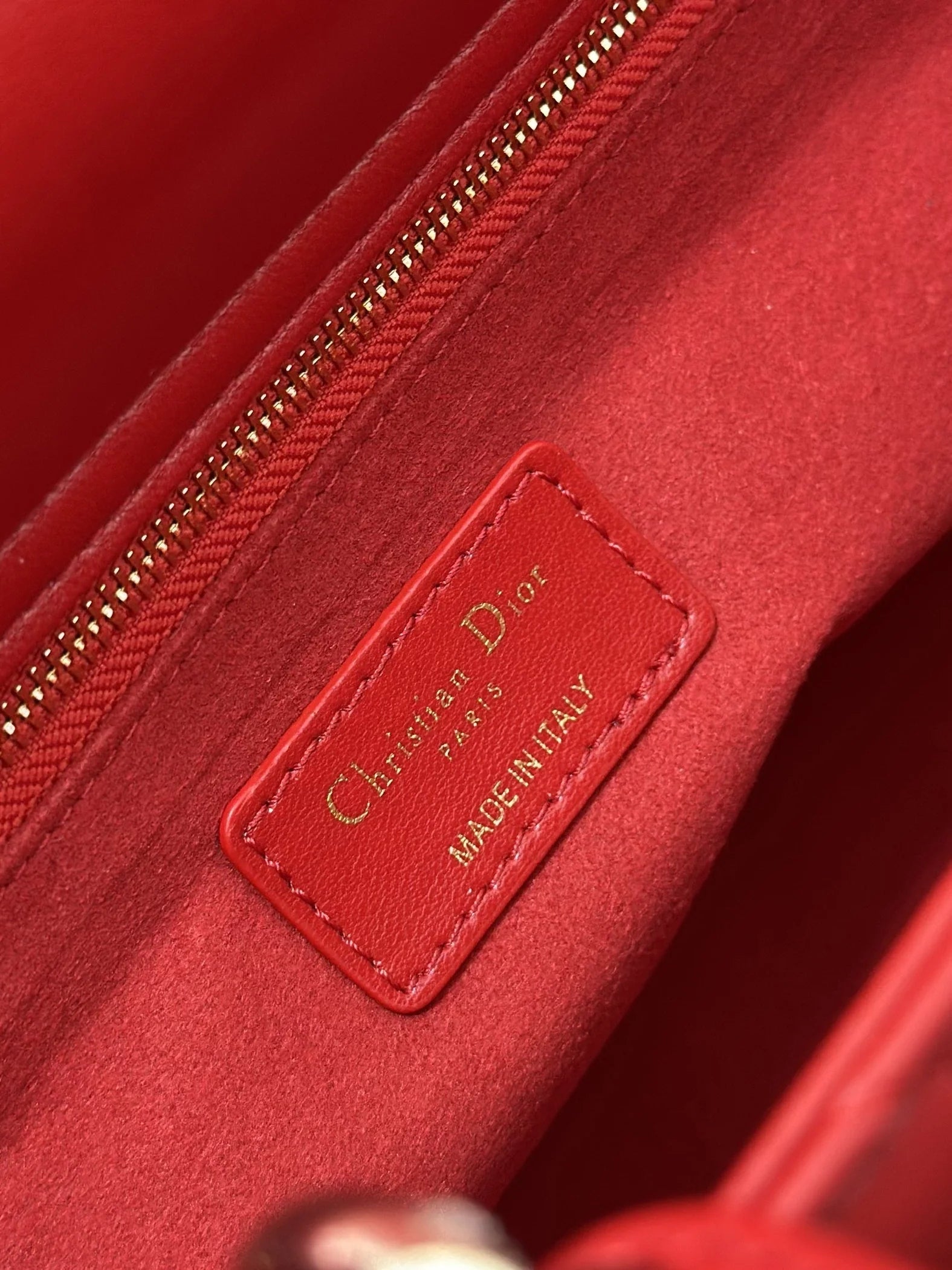Large Lady Dior Bag M0566 Red Lambskin Gold Hardware - Default Title - View 9
